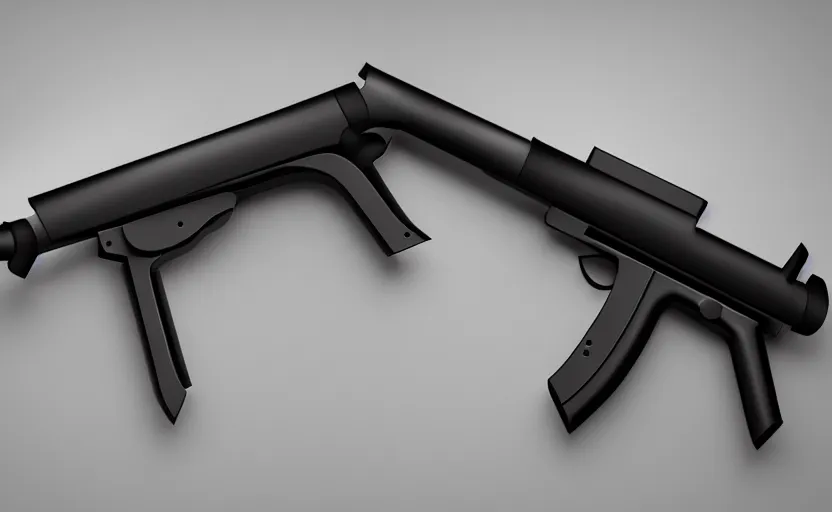 Image similar to minimalist submachine gun inspired by Tesla, studio lighting, photorealistic, highly detailed, trending on artstation, weapon concept art, weaponry concept designs, full color