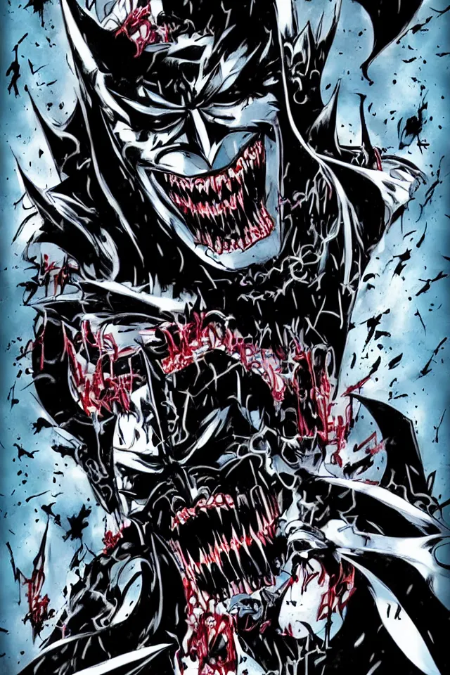 Prompt: The Batman Who Laughs Battles Batman In Hell, Yasushi Nirasawa Cartoon Anime Style