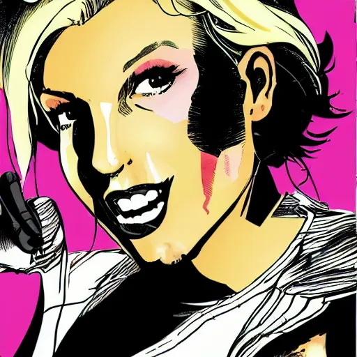 Image similar to in the style of rafael albuquerque comic art, britney spears in a food fight.