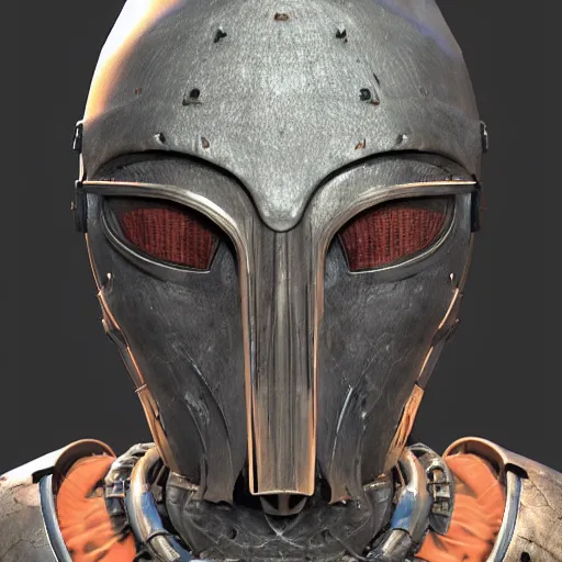 Image similar to futuristic medieval mask of the Black Plague, octane render, 3D, unreal engine, coherent like Dall-E 2