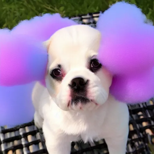 Image similar to puppy made of cotton candy