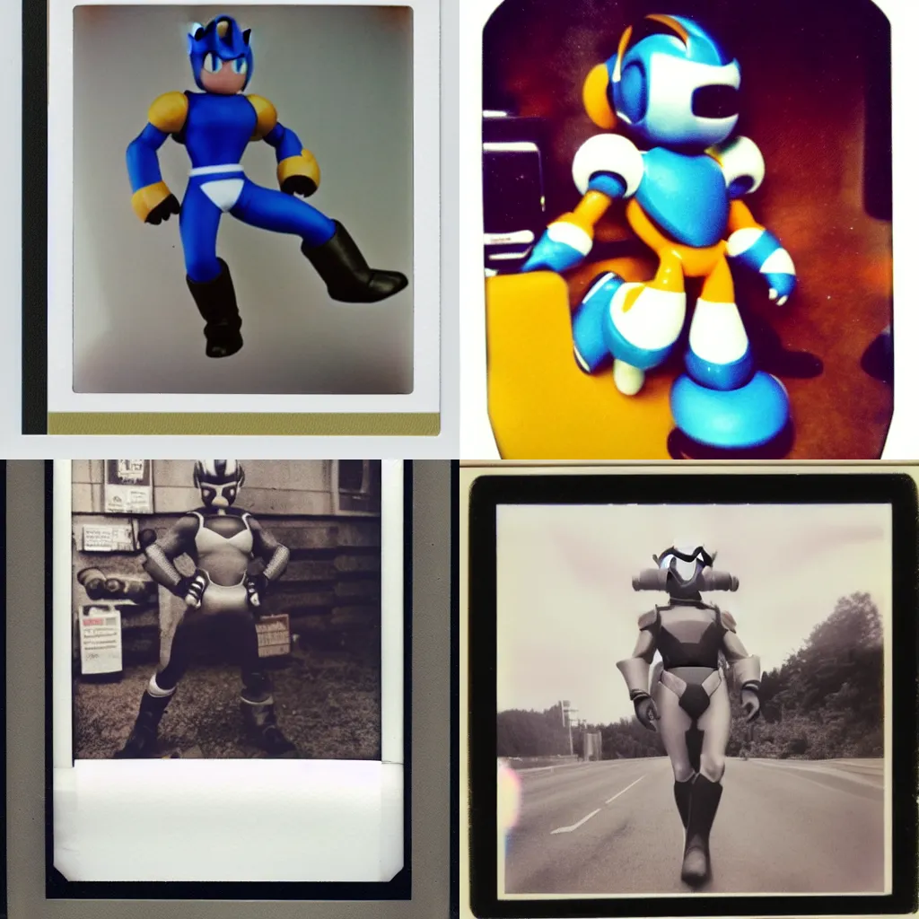 Prompt: Polaroid photo of a real life megaman, award winning