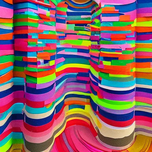 Prompt: a house made of colorful paper, award - winning photography