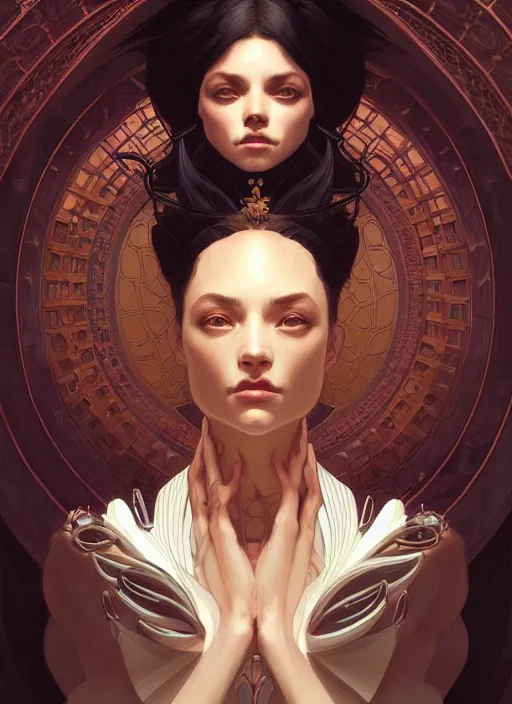 Image similar to symmetry!! portrait of pandora, dark fantasy, intricate, elegant, highly detailed, my rendition, digital painting, artstation, concept art, smooth, sharp focus, illustration, art by artgerm and greg rutkowski and alphonse mucha and huang guangjian and android jones and sachin teng