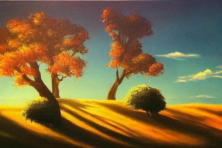 Image similar to landscape, fantasy, painting, ultra realistic!!!, clear weather, golden hour, sharp focus