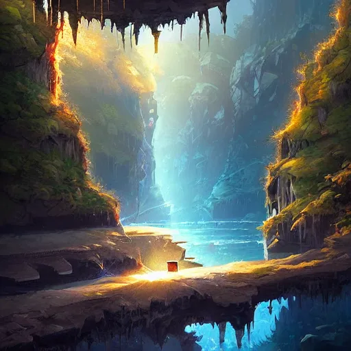 Image similar to a gorge made of crystal by jordan grimmer