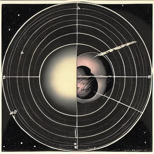 Image similar to sinister orrery of an evil solar system