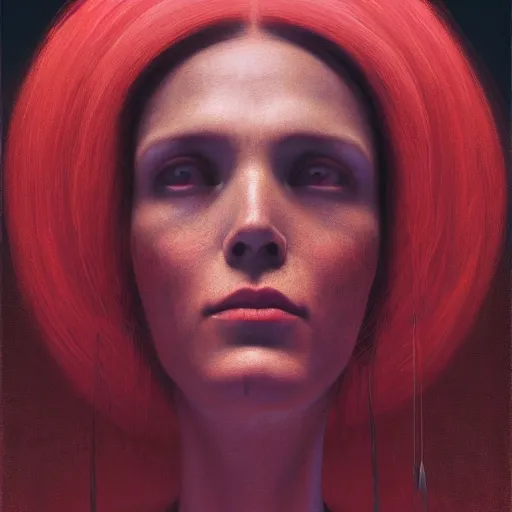 Prompt: Portrait Masterpiece, Wanda Maximoff, extremely skinny, red, glowing, wires everywhere, by Edgar Maxence and Ross Tran, Zdzisław Beksiński, and Michael Whelan, distant, gustav dore, H.R. Giger, 8k, octane render