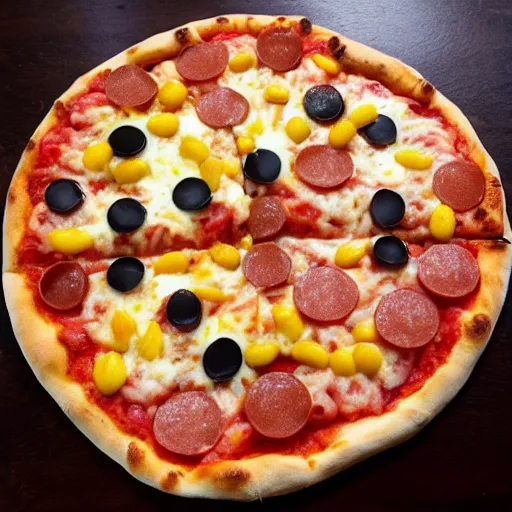 Image similar to pokeball pizza