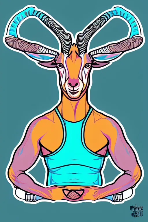 Image similar to A portrait of a goat that is a fitness trainer, sticker, colorful, illustration, highly detailed, smooth and clean vector curves, no jagged lines, vector art, smooth