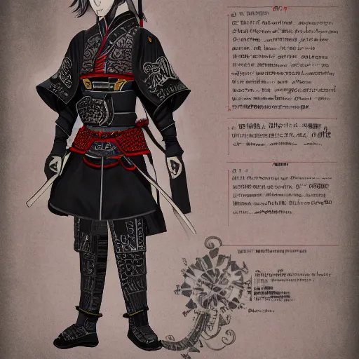 Image similar to Full body profile of Male Victorian Gothic Samurai Genshin Impact character, hd, intricate,8k, digital art