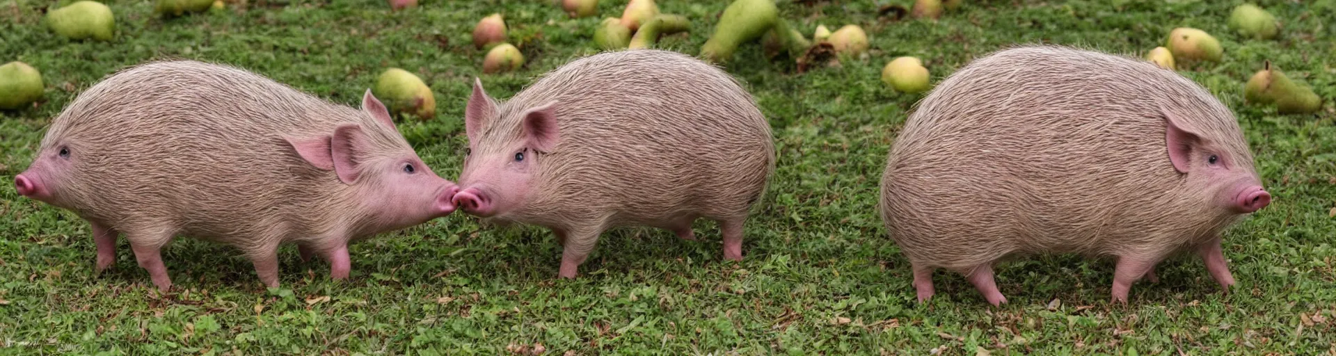 Image similar to a hybrid combination of a hog and a pear, cute, nature photo