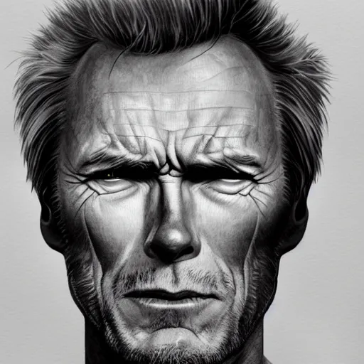 Image similar to character portrait of clint eastwood, lean face, cinematic lighting, glowing grey eyes, hyper - detailed, 4 k, high resolution, in the style of charlie bowater, tom bagshaw, single face, symmetrical, headshot photograph, insanely detailed and intricate, beautiful, elegant, watercolor, cinematic, portrait, raphaelite, headroom, pierre - auguste renoir