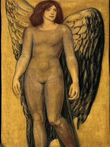 Image similar to a full body cyborg angel by dante gabriel rossetti - h 8 0 0