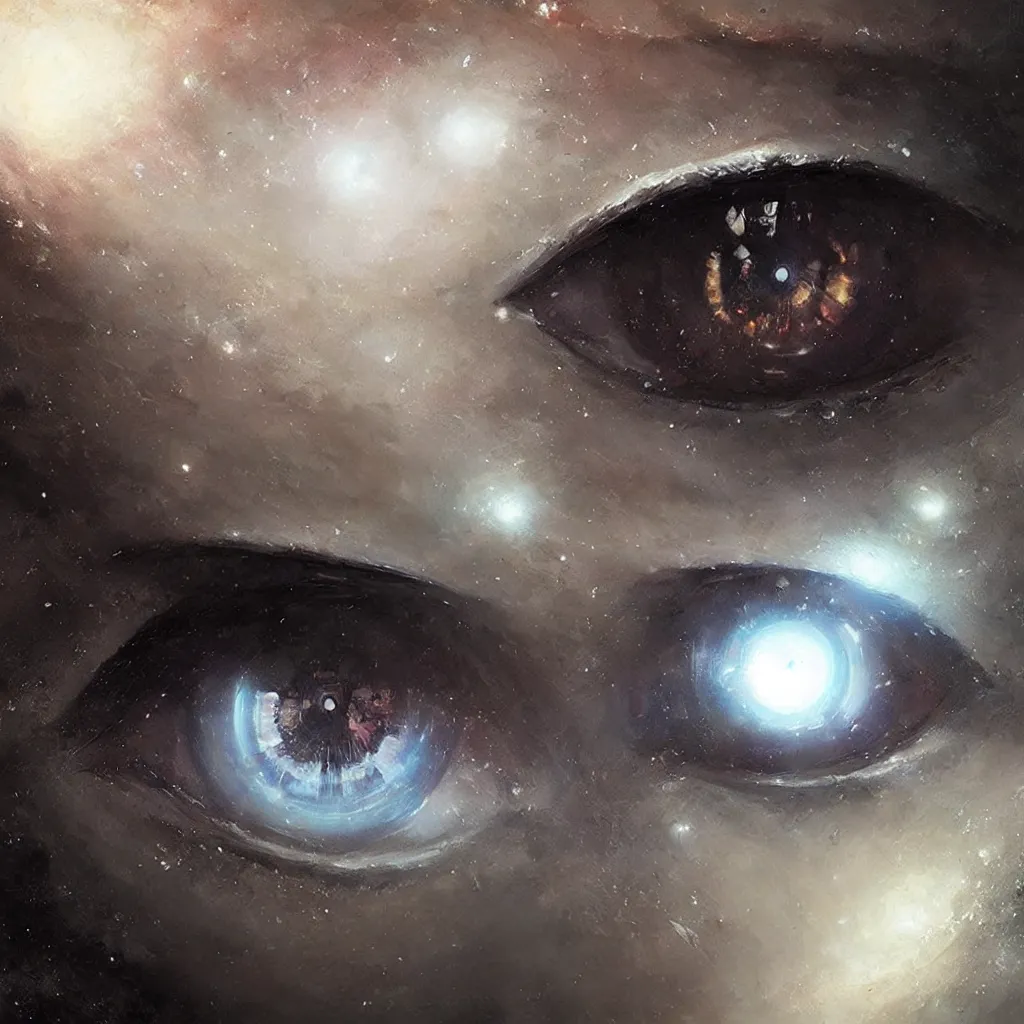 Image similar to galaxy incornea of eye, overdetailed art, by greg rutkowski, magic