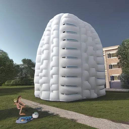 Prompt: inflatable residential building, archviz