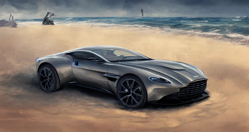 Image similar to Aston Martin Valhalla in beach,digital art,ultra realistic,ultra detailed, ultra wide Lens, art by greg rutkowski