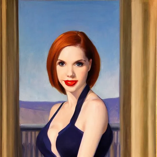 Image similar to Kaitlyn Michelle Siragusa, better known as Amouranth, full body portrait, by Edward Hopper