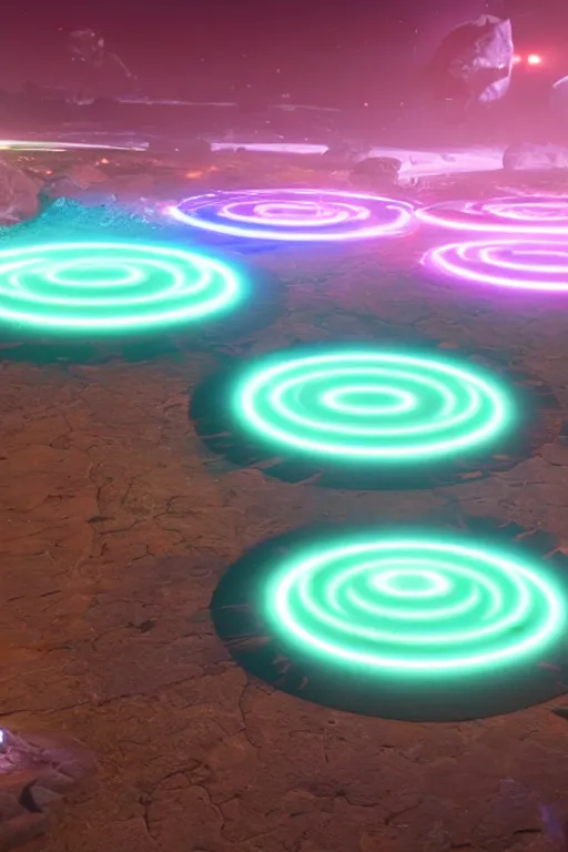 Prompt: glowing alien tech circles, unreal engine