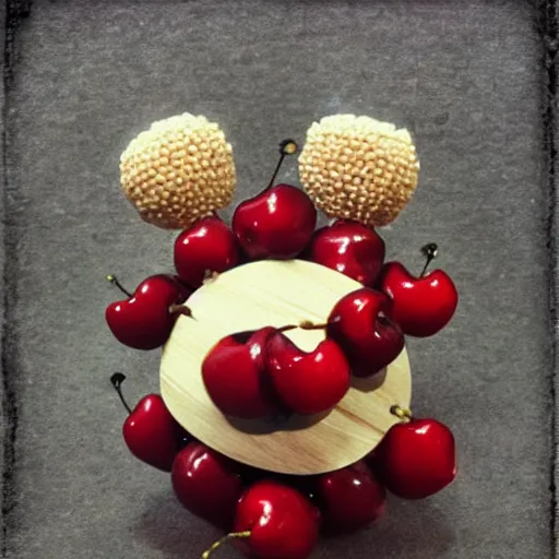 Image similar to !!bomb!!, nuke, bomb design, cherry, made of cherries