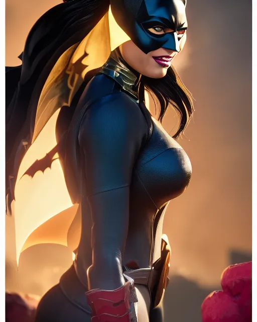 Image similar to 5 5 mm portrait photo of latina batgirl. magical atmosphere. art by artgerm and greg rutkowski. highly detailed 8 k. intricate. lifelike. soft light. nikon d 8 5 0.