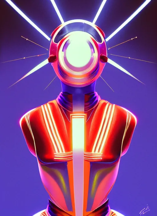 Prompt: symmetry!! portrait of side!! of a 9 0 s aerobic character with soda pop helmet and golden stripe spandex, laser beams, fantasy, glowing lights!! intricate, elegant, highly detailed, digital painting, artstation, concept art, smooth, sharp focus, illustration, art by julian del rey and greg rutkowski