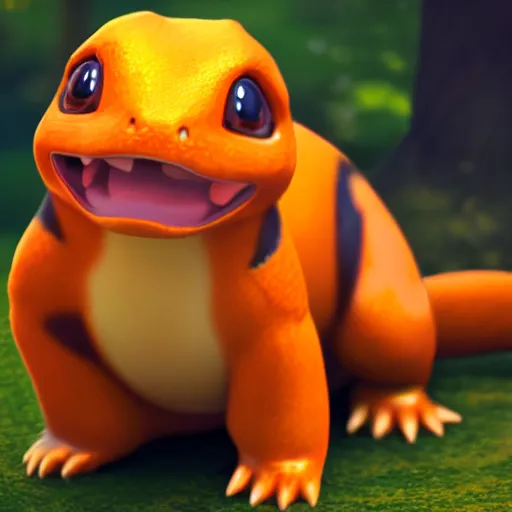 Prompt: photography of a realistic charmander animal, ultra detailed, 8 k, cinematic lighting, natural background, trending on artstation, pokemon