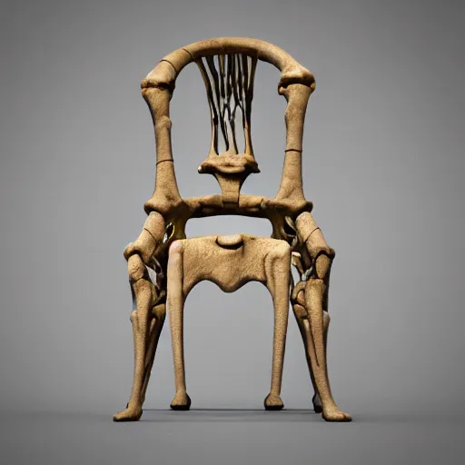 Image similar to 3 d render of a chair made out of bones