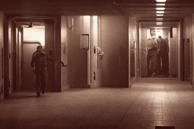 Image similar to Hallway scene. Space horror movie, john carmack