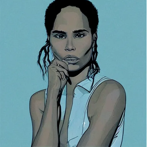 Prompt: “ zoe kravitz retro minimalist portrait by jean giraud, moebius starwatcher comic, sharp, smooth face, 8 k ”