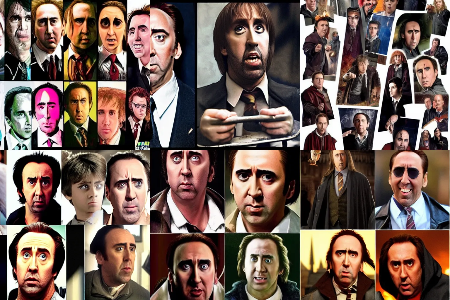 Prompt: nic cage as every character in Harry Potter
