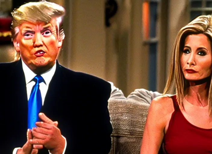 Prompt: film still of donald trump in the tv show friends