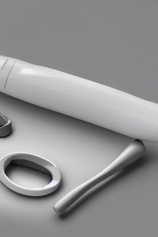 Prompt: Gorgeous 3D render of the iconic Braun electric toothbrush designed by Dieter Rams