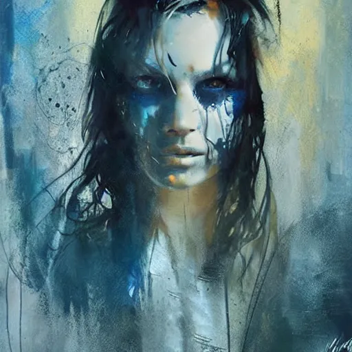 Prompt: art by christopher shy on the rear side of a hoodie