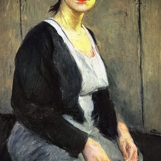 Prompt: photo of young woman by max liebermann