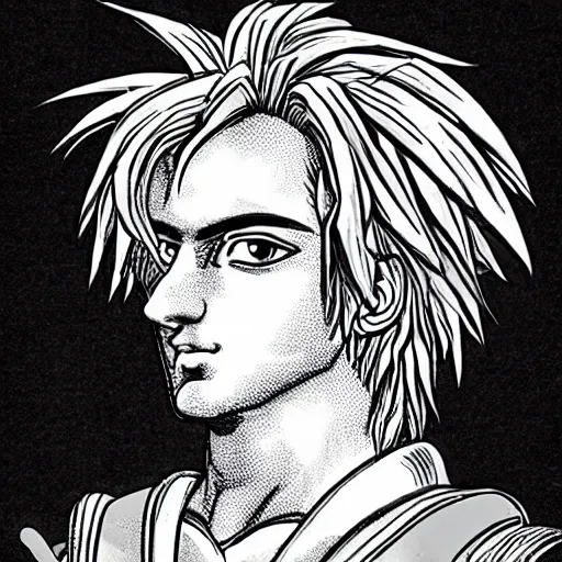 Image similar to alexander the great, with goku hair