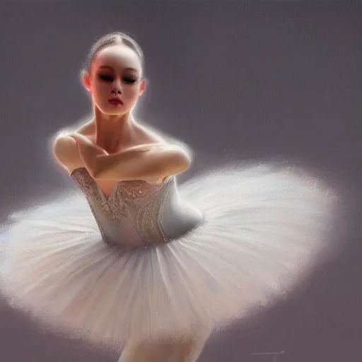 Image similar to ultra detailed hyper realistic deep focus smooth artstation wlop award winning ballerina monet