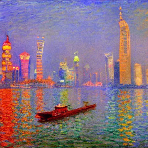 Image similar to Shanghai in the style of Monet