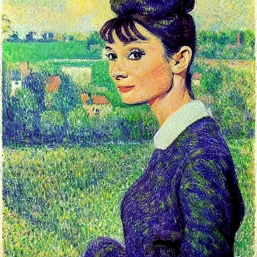 Prompt: audrey hepburn art by camille pissarro