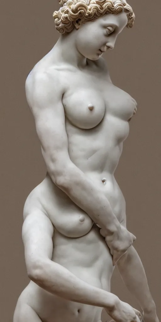 Prompt: detailed photo of an old white marble statue of most beautiful woman, full body portrait, various seducing pose, aphrodite, venus, photorealism, intricate detail, museum diffuse lighting