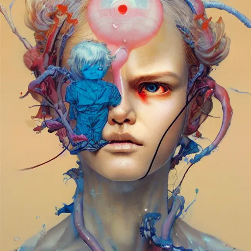 Image similar to prompt : figurative unique features portrait soft light painted by james jean and katsuhiro otomo and erik jones, inspired by akira anime, smooth face feature, intricate oil painting, high detail illustration, sharp high detail, manga and anime 1 9 9 9