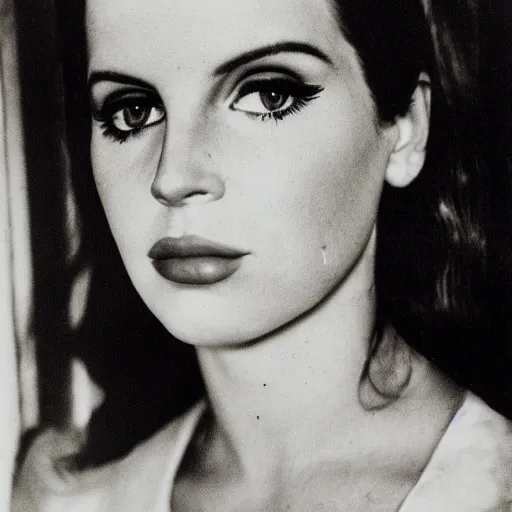 Image similar to portrait of lana del rey by diane arbus, high detail, fine detail