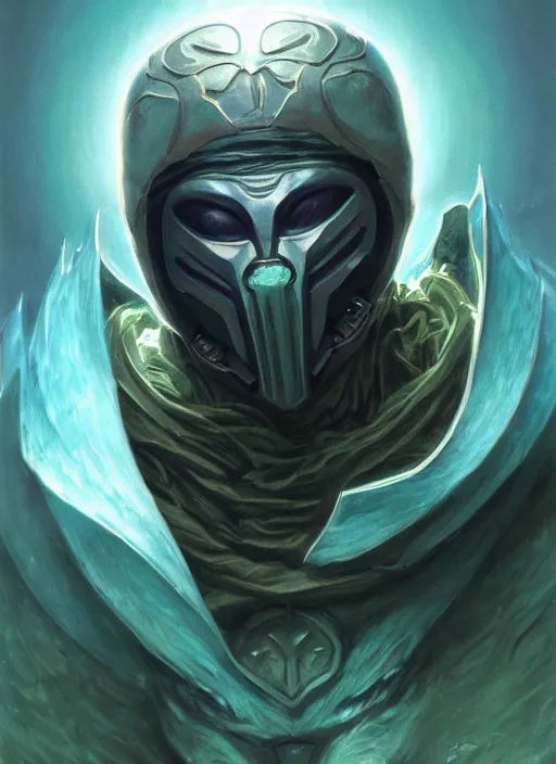 Prompt: mf doom with sapphire eyes, green monster skin. intricate, elegant, highly detailed, centered, digital painting, artstation, concept art, smooth, sharp focus, illustration, artgerm, tomasz alen kopera, peter mohrbacher, donato giancola, joseph christian leyendecker, wlop, frank frazetta