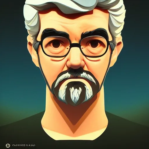 Image similar to face icon stylized minimalist george lucas, loftis, cory behance hd by jesper ejsing, by rhads, makoto shinkai and lois van baarle, ilya kuvshinov, rossdraws global illumination