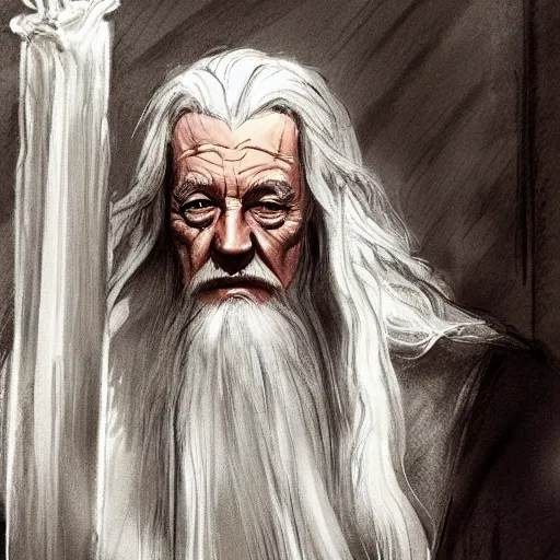 Image similar to Gandalf draws stares and glares at the busy Starbucks, concept art