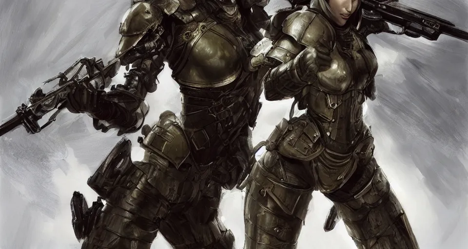 Prompt: a photorealistic painting of an attractive young warrior girl, clothed in stealth-like battle armor, a giant sci-fi sniper rifle, olive skin, long dark hair, beautiful bone structure, symmetrical face, perfect eyes, intricate details, elegant, digital painting, illustration, sharp focus, minimal artifacts, from Metal Gear, in the style of Ruan Jia and Mandy Jurgens and Greg Rutkowski, trending on Artstation, award winning, unreal engine, octane render