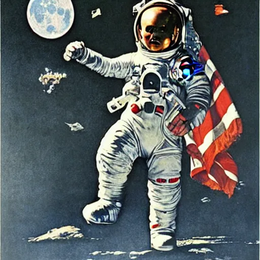 Image similar to moon landing by norman rockwell