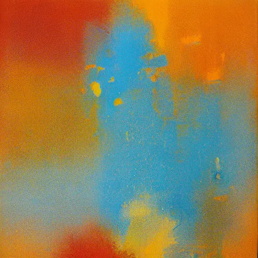 Prompt: orange, yellow, blue abstract emulsion