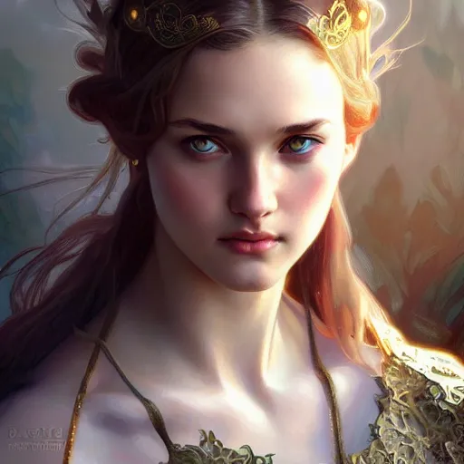 Prompt: beautiful young teen daria strokous, closeup, d & d, fantasy, intricate, elegant, highly detailed, digital painting, artstation, concept art, matte, sharp focus, illustration, art by artgerm and greg rutkowski and alphonse mucha