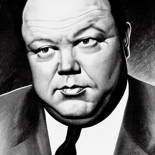 Prompt: portrait of alex jones mixed with Orson Welles 80's style